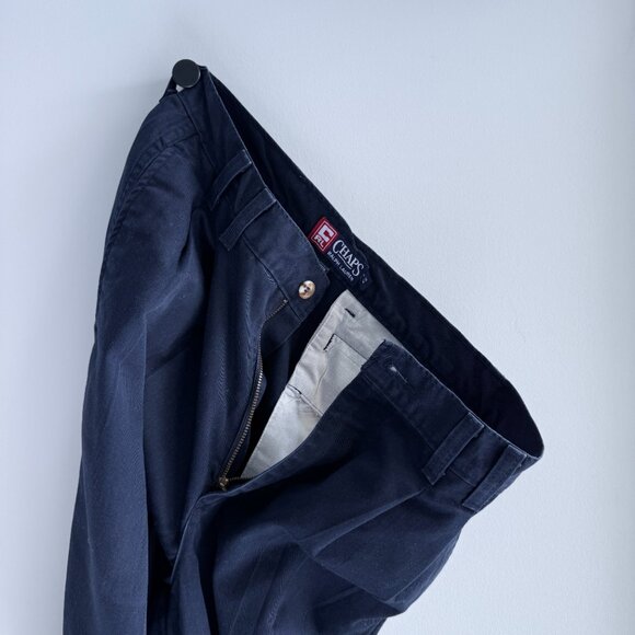 Vintage Made In Canada Chaps Ralph Lauren 100% Cotton Navy Pleated Chinos W32 - Picture 6 of 6
